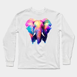 Colorful Elephant Aquarell Long Sleeve T-Shirt